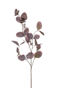 Artificial Populus eucalyptus with fruits - 1 branch - Purple-grey