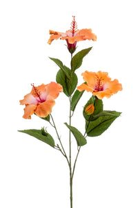 Artificial hibiscus - 1 stem - Orange