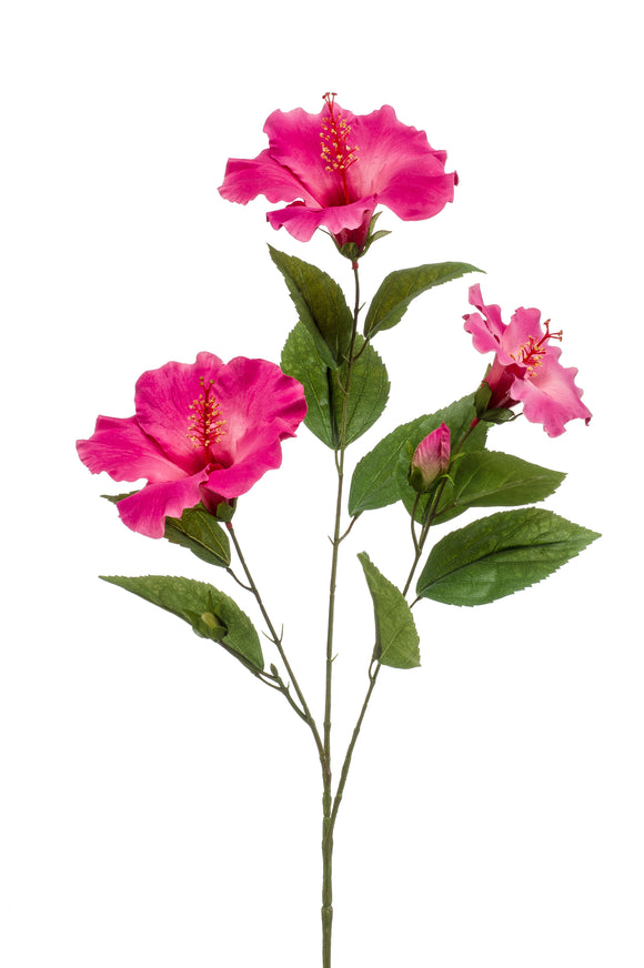 Artificial hibiscus - 1 branch - Fuchsia